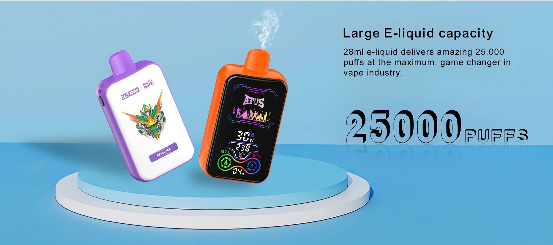 25000 Puffs Disposable Vape with Full screen rechargeable ATVS Electronic Cigarette Belgium France Retail wholesale australia vape