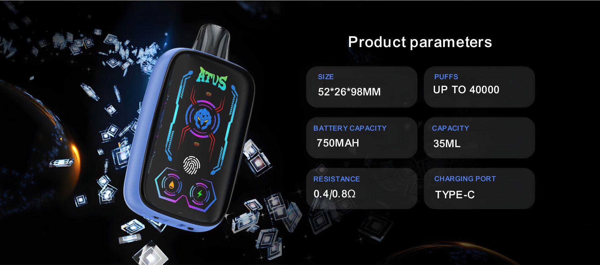 DE023 40000 Puffs Disposable Vape with Full screen rechargeable and adjustable airflow
