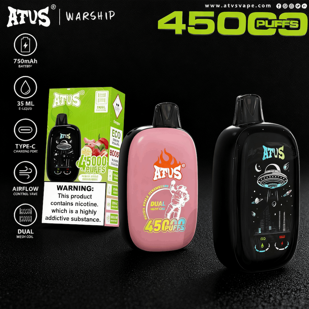 DE027 45000 Puffs Disposable Vape with Full screen rechargeable and adjustable airflow ATVS Vape